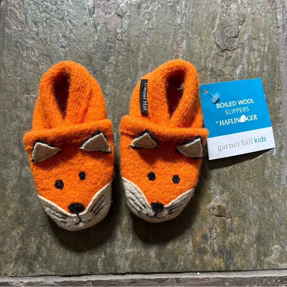 NWT Garnet Hill Toddler Wool Orange Fox Slippers